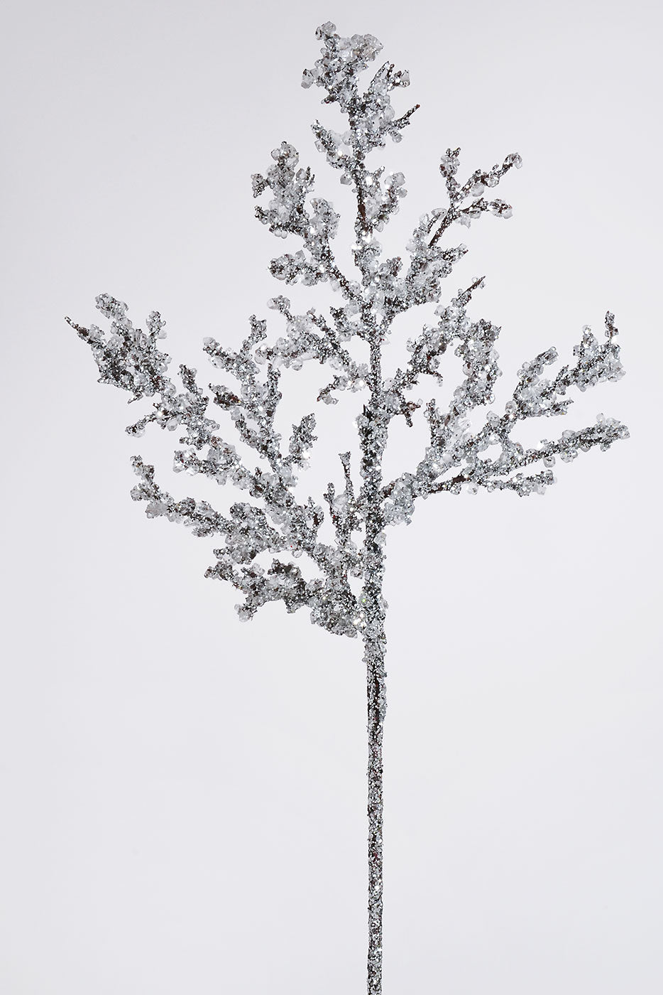 23.5" Glittered Beaded Spray Silver