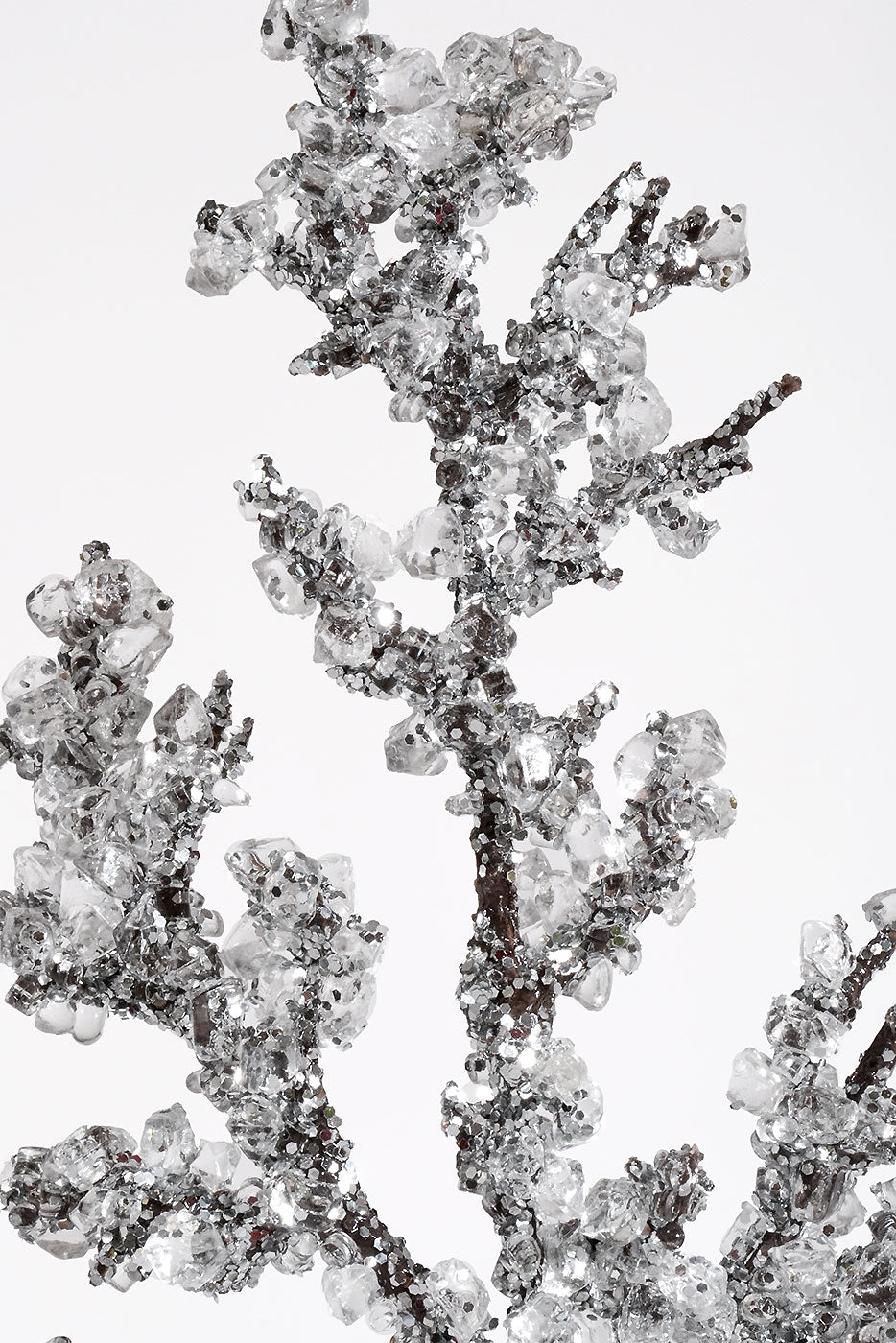 23.5" Glittered Beaded Spray Silver