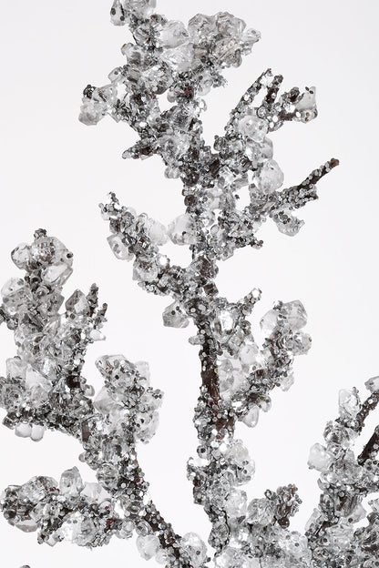 23.5" Glittered Beaded Spray Silver