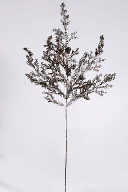 35" Glittered Pine Spray W/Cones Brown