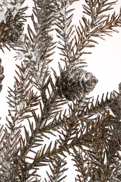 35" Glittered Pine Spray W/Cones Brown