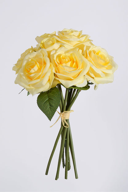 12" Silk Rose Bundle Yellow