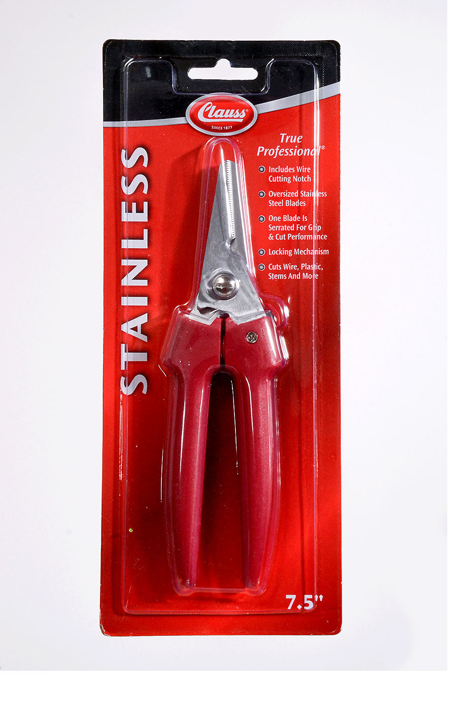 7.5" Clauss Stainless Steel Floral Snip Red