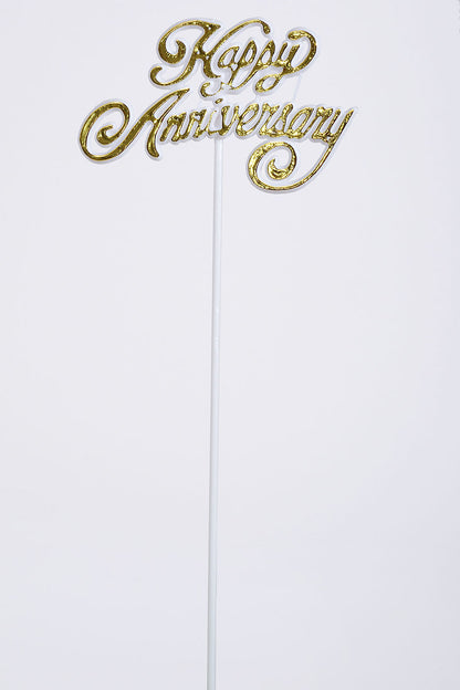 11" Happy Anniversary Gold/White Pick Pkg/12