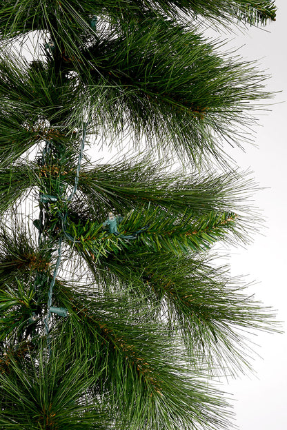 9Ft X 18" Needle Mixed Garland  W/100 Led Lights Green