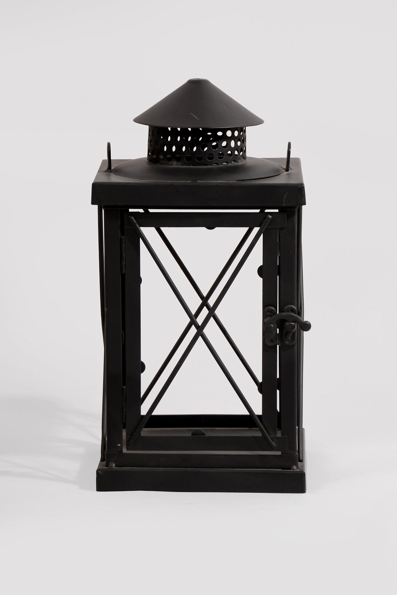 5.5" X 12" Metal &amp; Glass Candle Lantern Brown/Copper