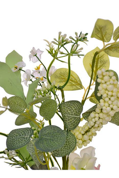 15" Silk Hydrangea Berry Pick (White)