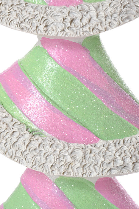 11.6" Resin Pastel Peppermint Layer Tree (Pink/Peppermint)