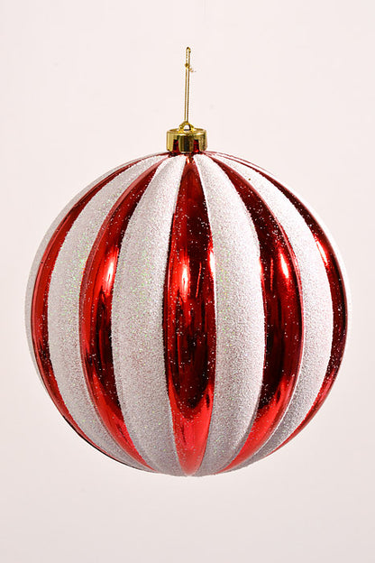 200MM Shiny Pumpkin With Laser Ornament Red/White