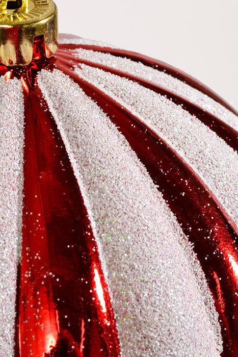 200MM Shiny Pumpkin With Laser Ornament Red/White