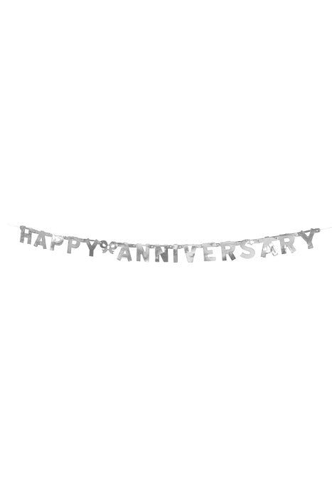6Ft Happy Anniversary Streamer Silver