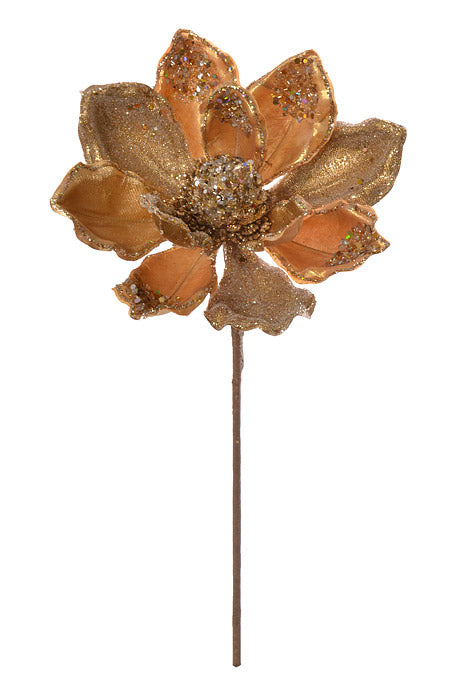 19.5" X 7" Heavy Jeweled Magnolia Stem (Gold)
