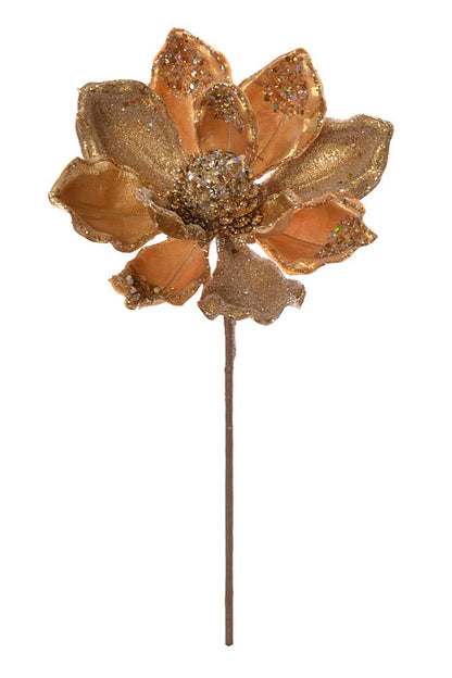 19.5" X 7" Heavy Jeweled Magnolia Stem (Gold)
