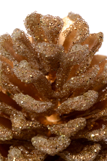 10" Glitter Pine Cone Pick Gold