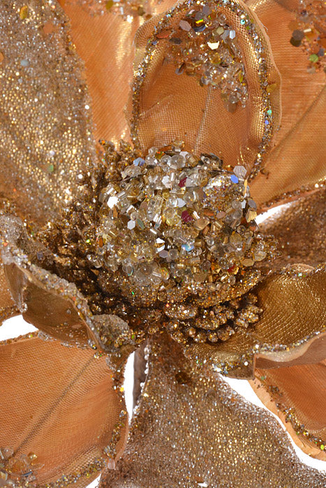 19.5" X 7" Heavy Jeweled Magnolia Stem (Gold)