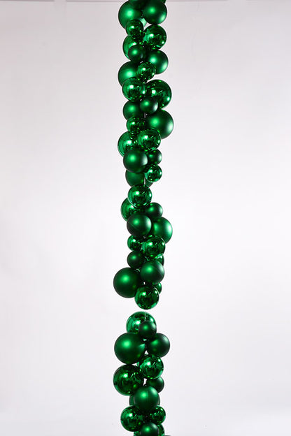 8Ft Shiny Matte Ball Garland Green