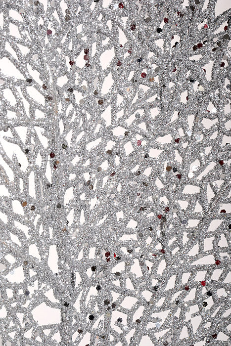 25" Glitter Mesh Leaf Silver