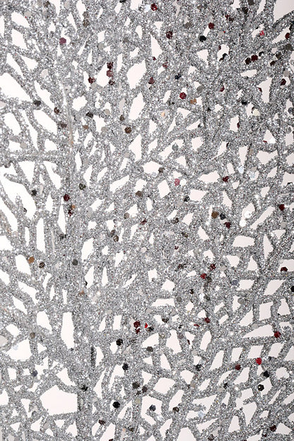 25" Glitter Mesh Leaf Silver