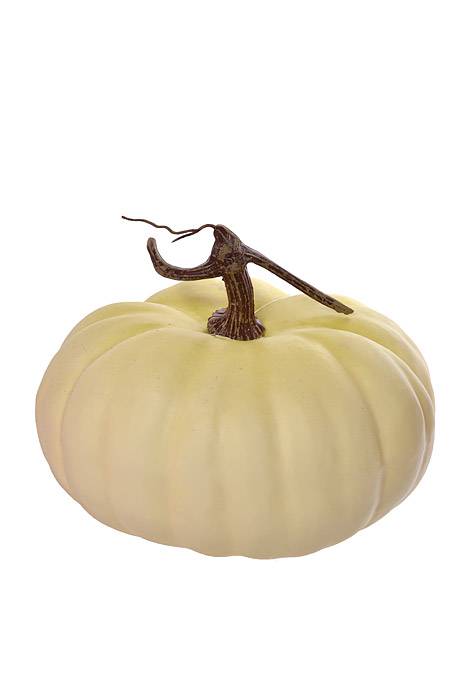 9" X 5" Latex Harvest Pumpkin w/ Vine Cream