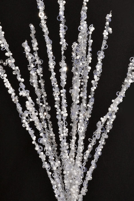 21" Sequin Rain Spray White