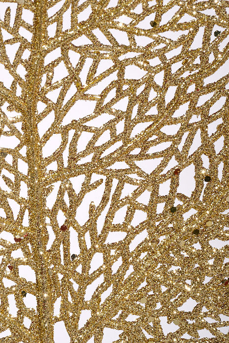 25" Glitter Mesh Leaf Gold