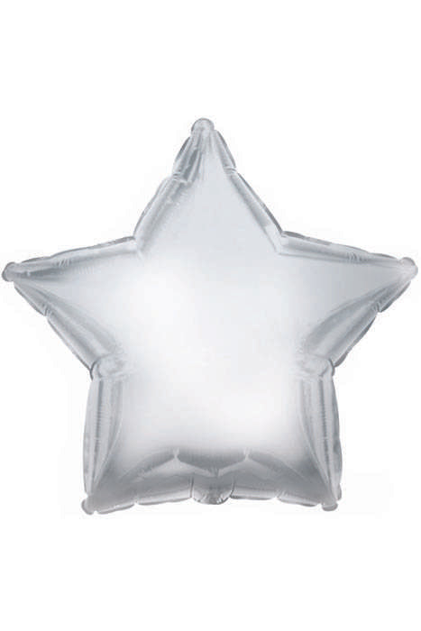 18" Foil Platinum Star Silver Pkg/10
