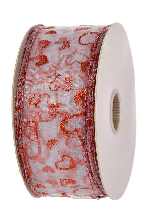 2-1/2"x 50 Yds Adore Ribbon White/red