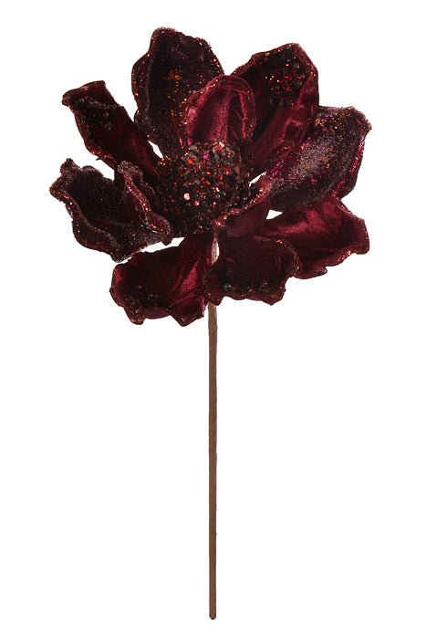 19.5" X 7" Heavy Jeweled Magnolia Stem (Burgundy)