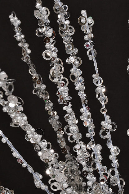 21" Sequin Rain Spray Silver