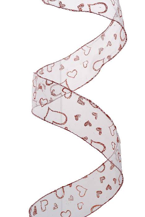 2-1/2"x 50 Yds Adore Ribbon White/red