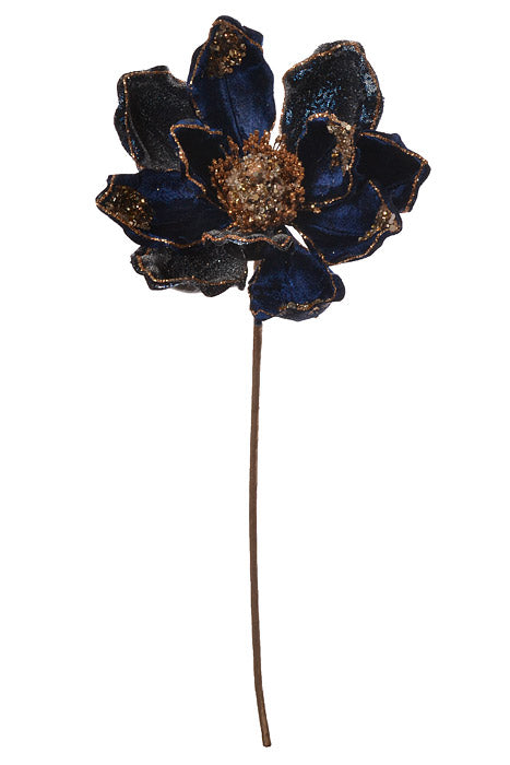 19.5" X 7" Heavy Jeweled Magnolia Stem (Sapphire/Gold)