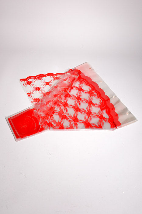 5" X 16" X 18" Printed Floral Sleeves Red/Clear Pkg/50
