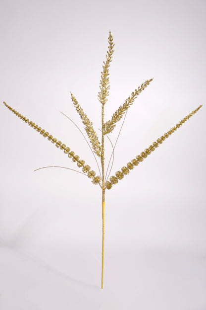 26" Glitter/Mica Triple Spike Grass Spray Gold