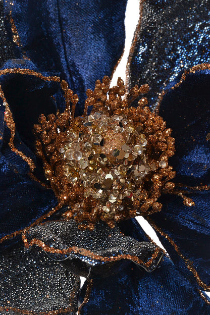 19.5" X 7" Heavy Jeweled Magnolia Stem (Sapphire/Gold)
