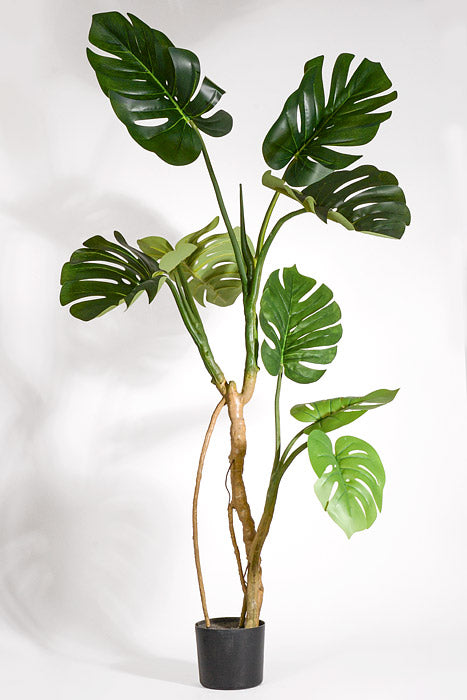 5Ft Artificial Monstera Leaf Tree In Pot Green