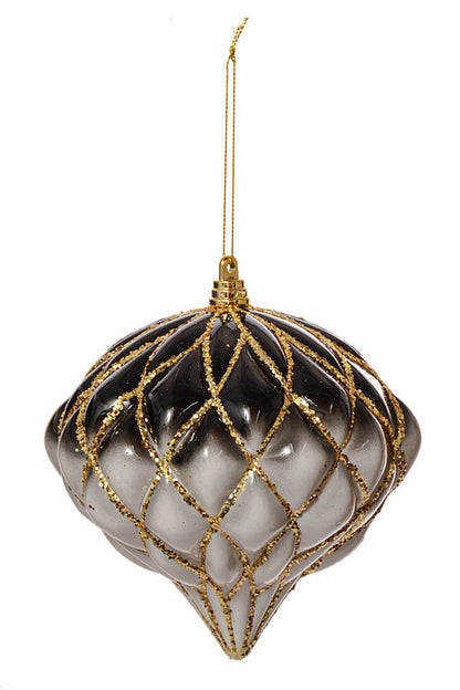 150Mm Net Onion Ornament Ball Black/White/Gold