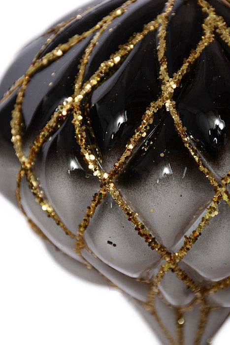 150Mm Net Onion Ornament Ball Black/White/Gold