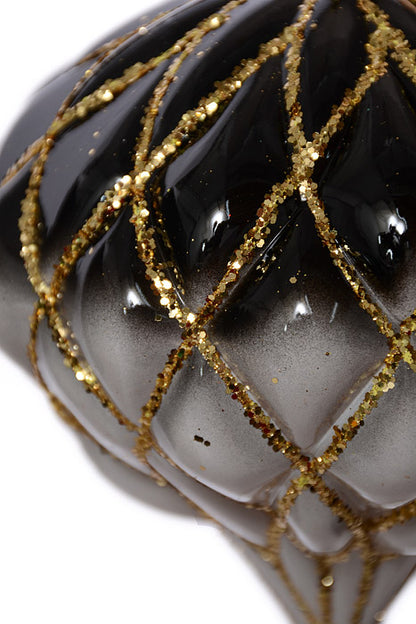 150Mm Net Onion Ornament Ball Black/White/Gold