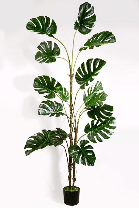 71" Artificial Monstera Leaf Tree In Pot Green