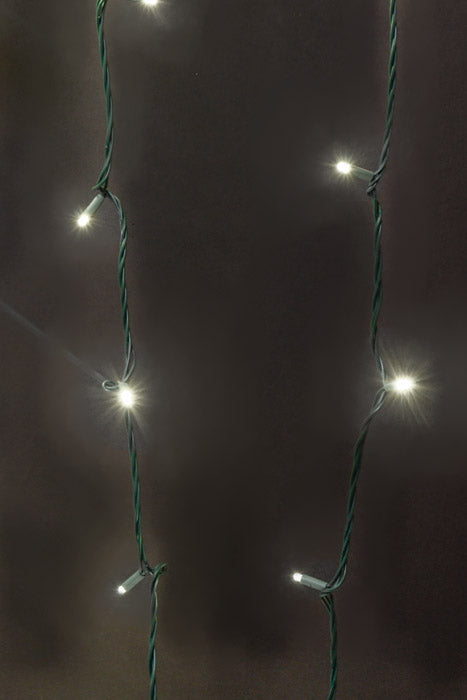 50Ft 100 Light Led With Green Wire Pure White