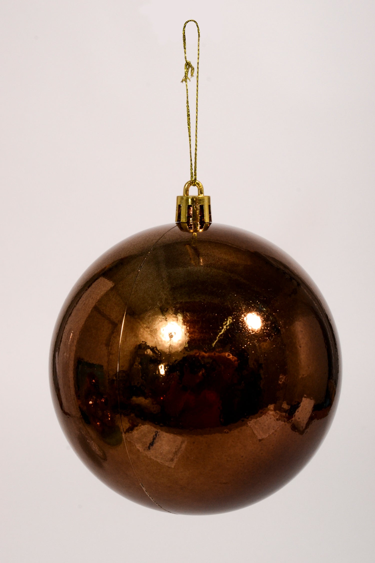 100Mm Shiny Plastic Ball Ornament Brown Pkg/6
