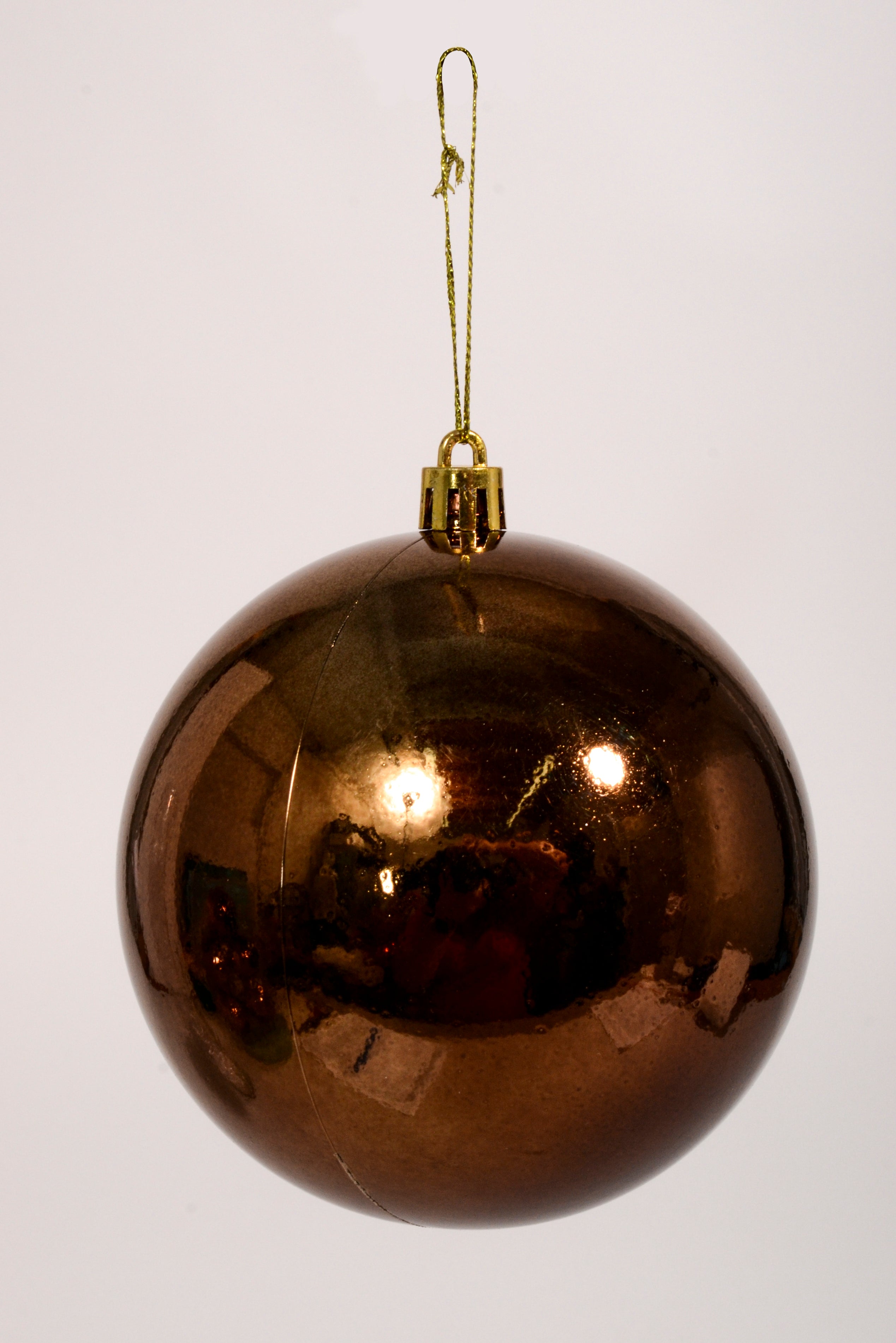 100Mm Shiny Plastic Ball Ornament Brown Pkg/6