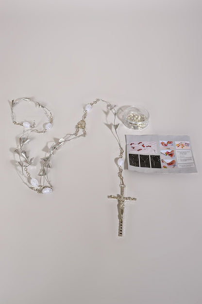 44" Eternal Rosary With Small Cross Silver