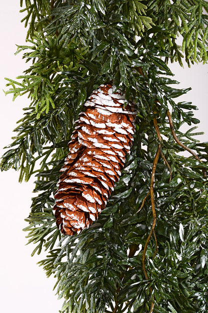 6Ft Frosted Pine Cone Garland Green