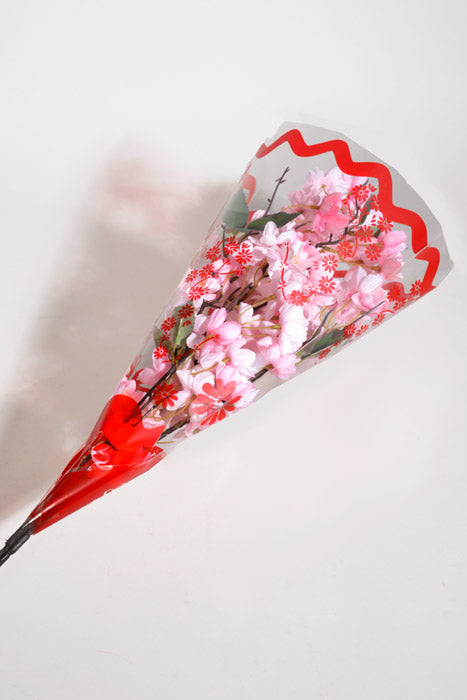 4&quot; X 13&quot; X 18&quot; Printed Floral Sleeves Red/Clear Pkg/50