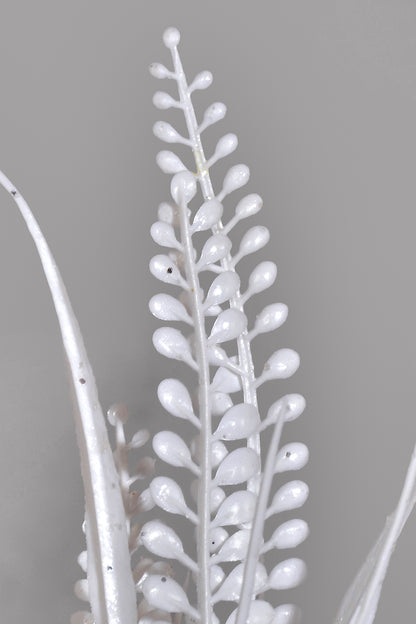 21" Artificial Plastic Button Fern White