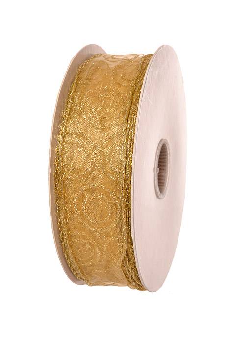 1-1/2" x 50Yds Wired Jupiter Ribbon Gold/Gold