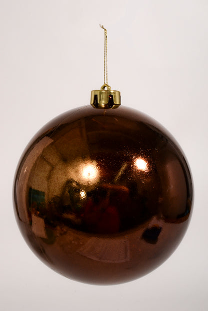 150Mm Shiny Plastic Ball Ornament Brown
