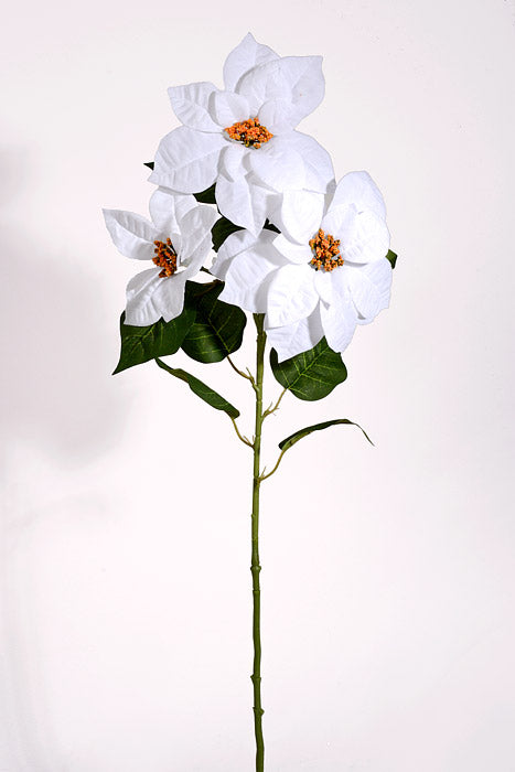 31&quot; Velvet Poinsettia Spray White