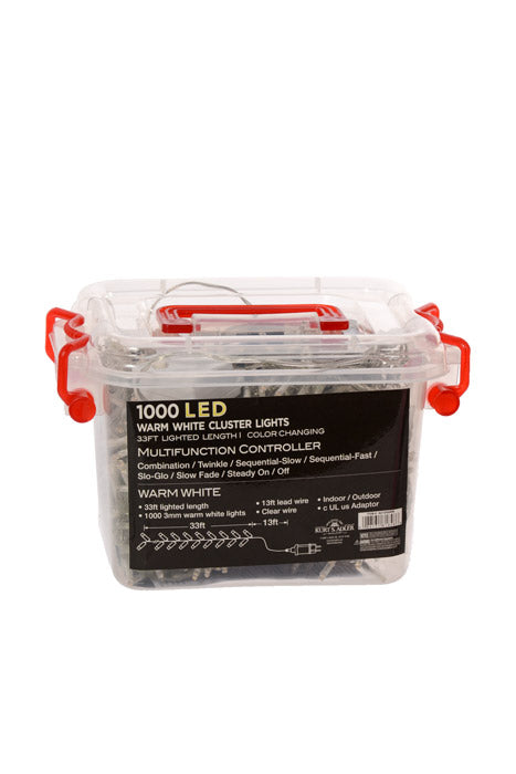 33Ft 1000 Light Led Cluster Garland Warm White